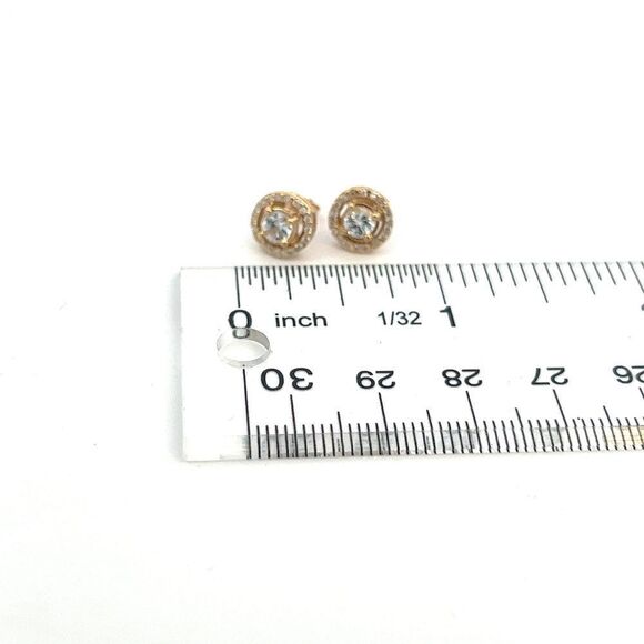Natural White Sapphire Diamond Stud Earrings 14k Gold 0.97 TCW Certified 216092 - Picture 14 of 15